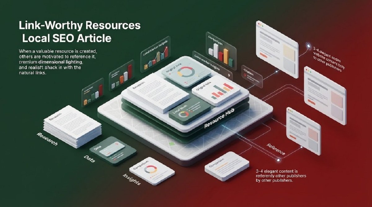 3D visualization of link-worthy resources with local data, research insights, and website references